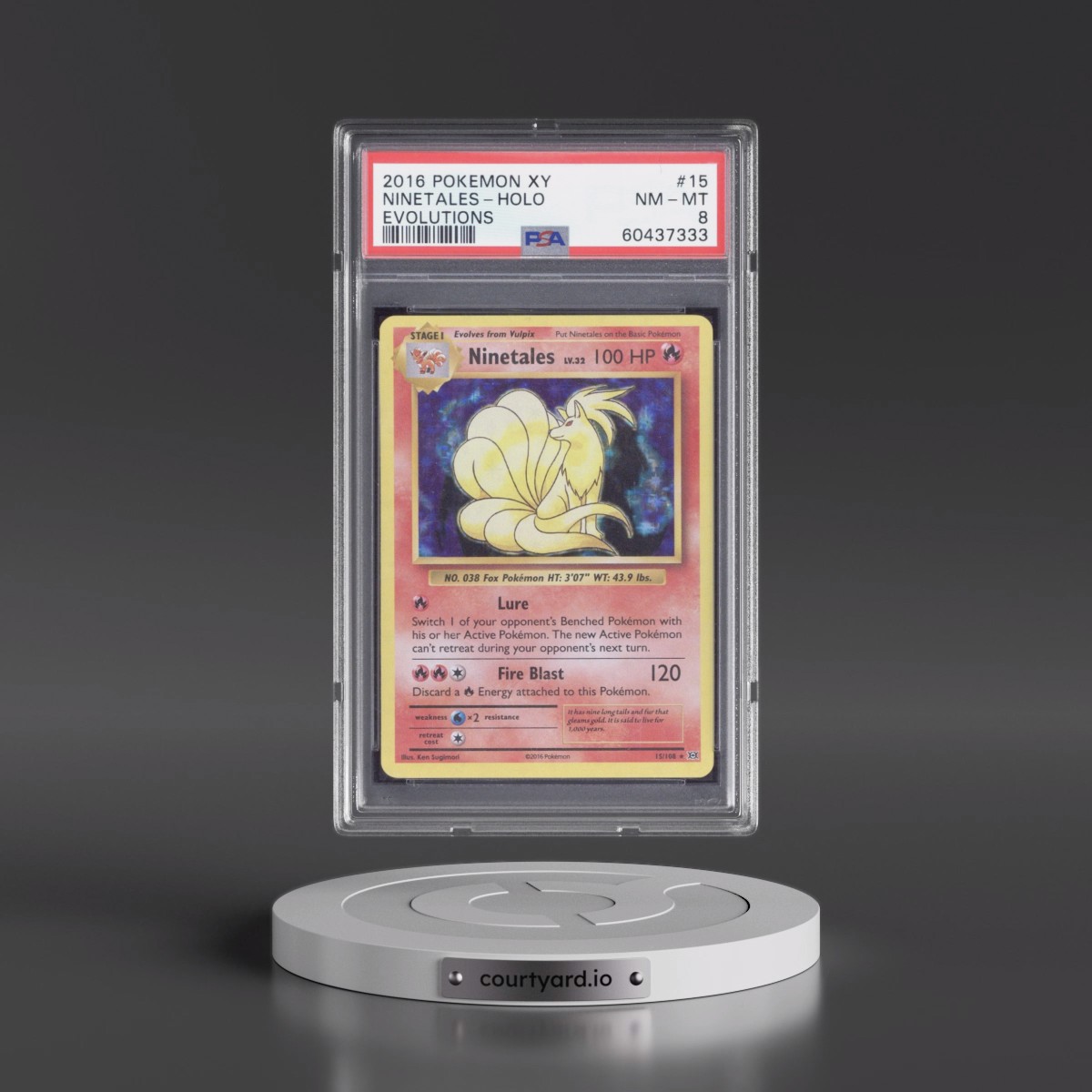 2016 Pokémon XY Evolutions #15 Ninetales - Holo (PSA 8 NM-MT)