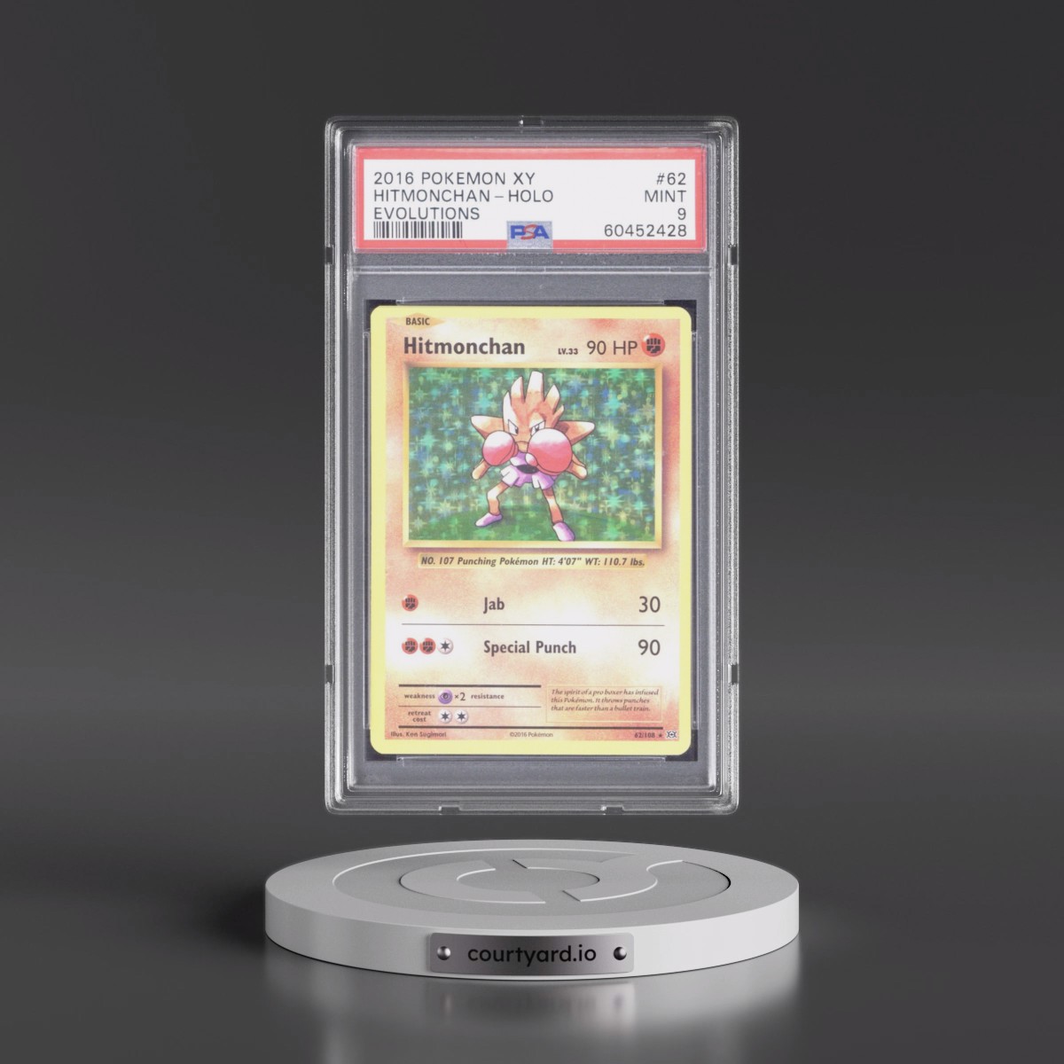 2016 Pokémon XY Evolutions #62 Hitmonchan - Holo (PSA 9 MINT)