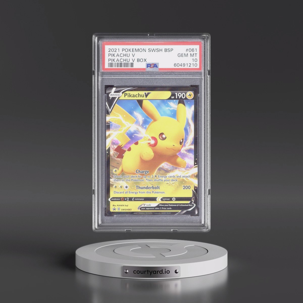 2021 Pokémon Swsh Black Star Promo #061 Pikachu V - Holo Pikachu V Box (PSA 10 GEM MINT)