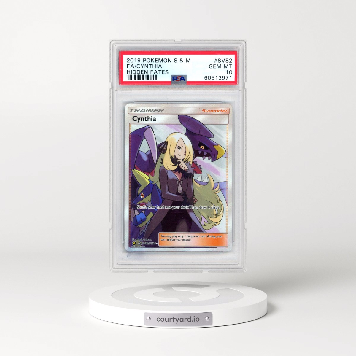 2019 Pokémon Sun & Moon Hidden Fates #SV82 Cynthia - Full Art (PSA 10 GEM MINT)