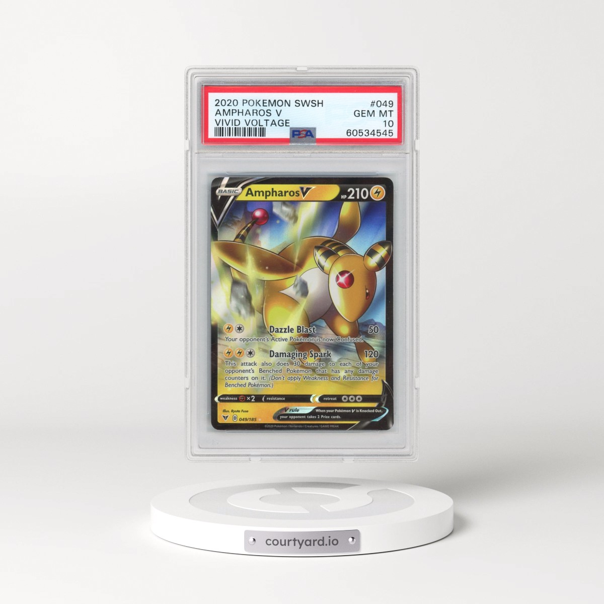 2020 Pokémon Sword & Shield Vivid Voltage #049 Ampharos V - Holo (PSA 10 GEM MINT)