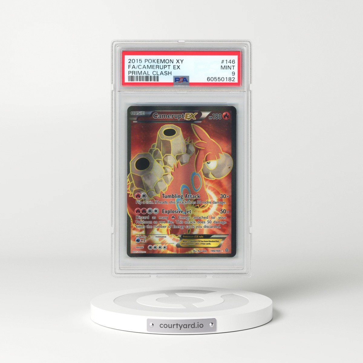 2015 Pokémon XY Primal Clash #146 Camerupt EX - Holo Full Art (PSA 9 MINT)
