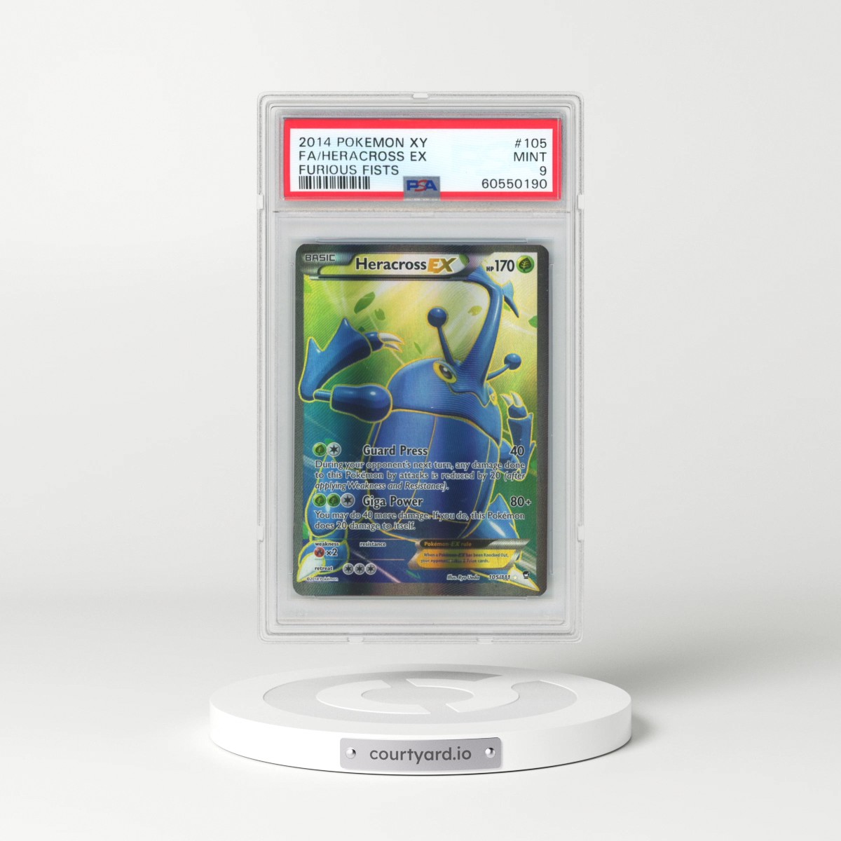 2014 Pokémon XY Furious Fists #105 Heracross EX - Holo Full Art (PSA 9 MINT)