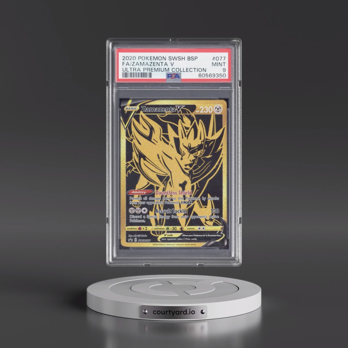 2020 Pokémon Swsh Black Star Promo #077 Zamazenta V - Holo Full Art Ultra Premium Collection (PSA 9 MINT)