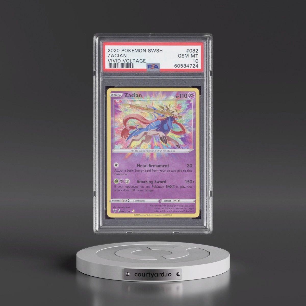 2020 Pokémon Sword & Shield Vivid Voltage #082 Zacian (PSA 10 GEM MINT)