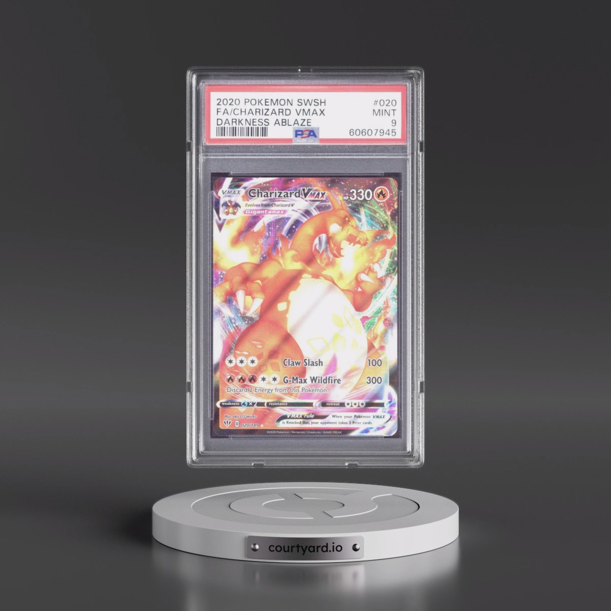 2020 Pokémon Sword & Shield Darkness Ablaze #020 Charizard Vmax - Full Art (PSA 9 MINT)