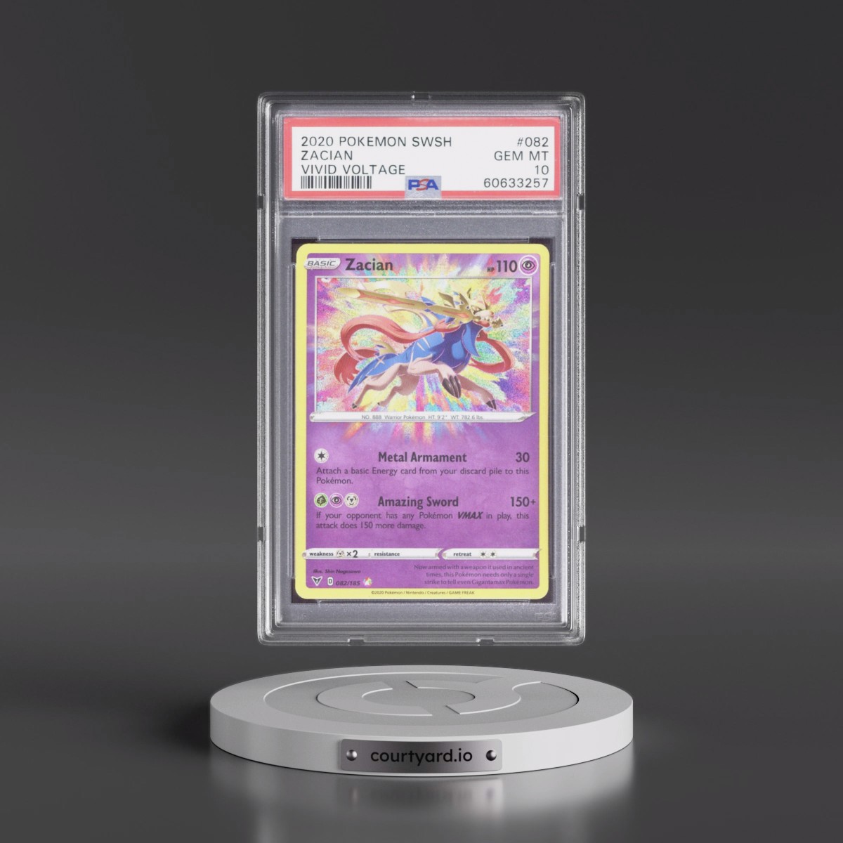 2020 Pokémon Sword & Shield Vivid Voltage #082 Zacian (PSA 10 GEM MINT)