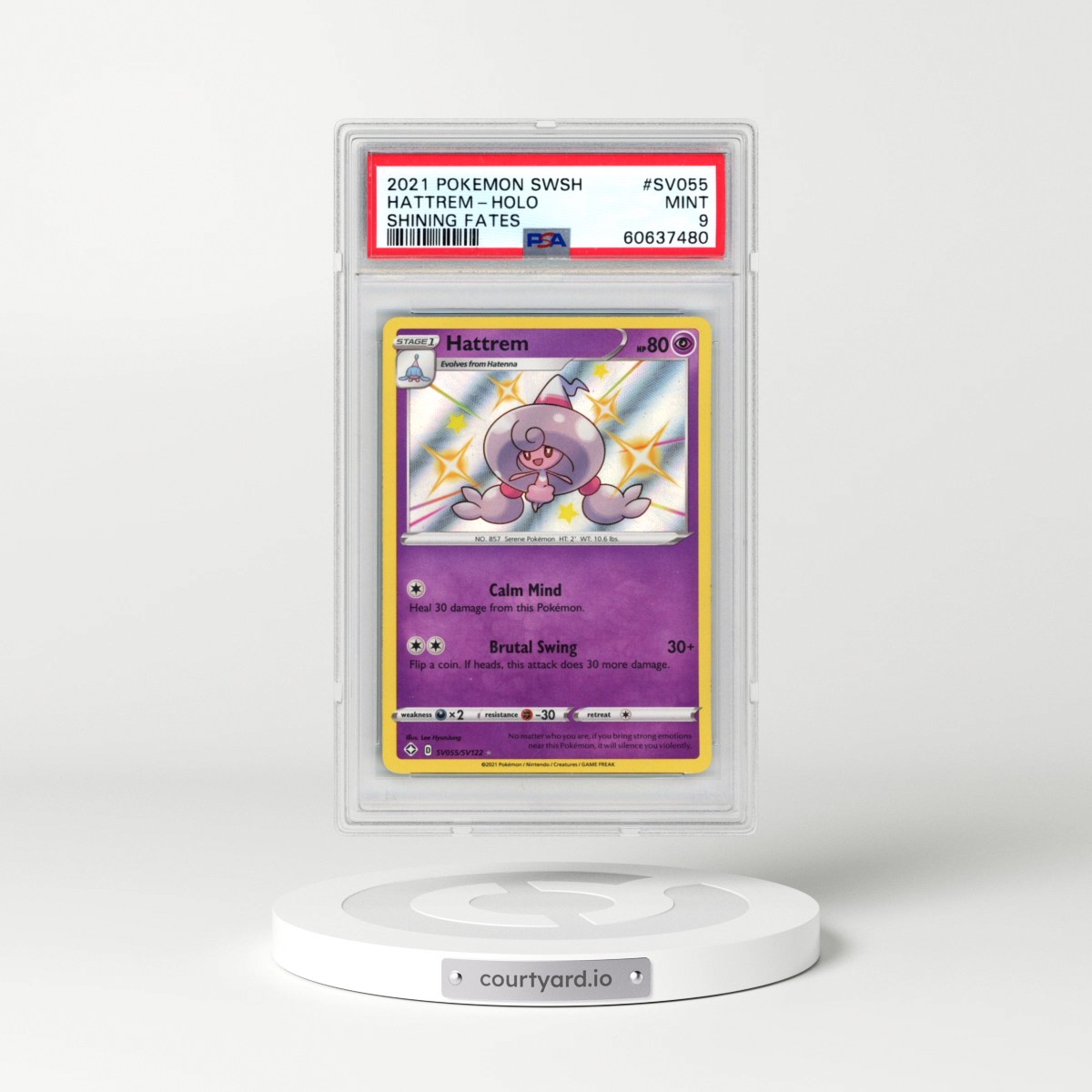 2021 Pokémon Sword & Shield Shining Fates #SV055 Hattrem - Holo (PSA 9 MINT)