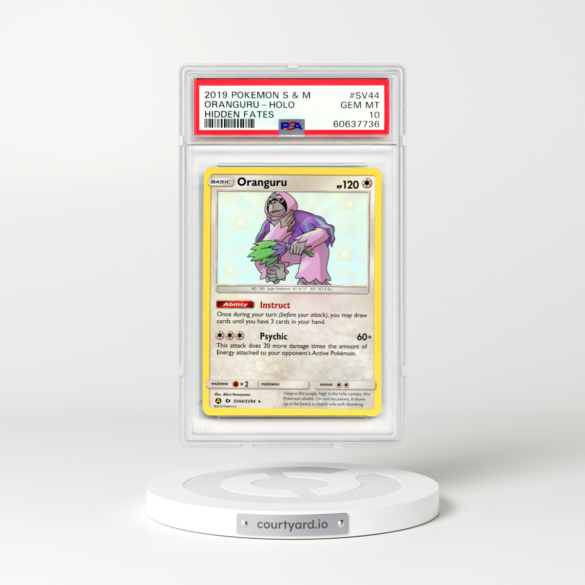 2019 Hidden Fates #SV44 Oranguru - Holo (PSA 10 GEM MINT)