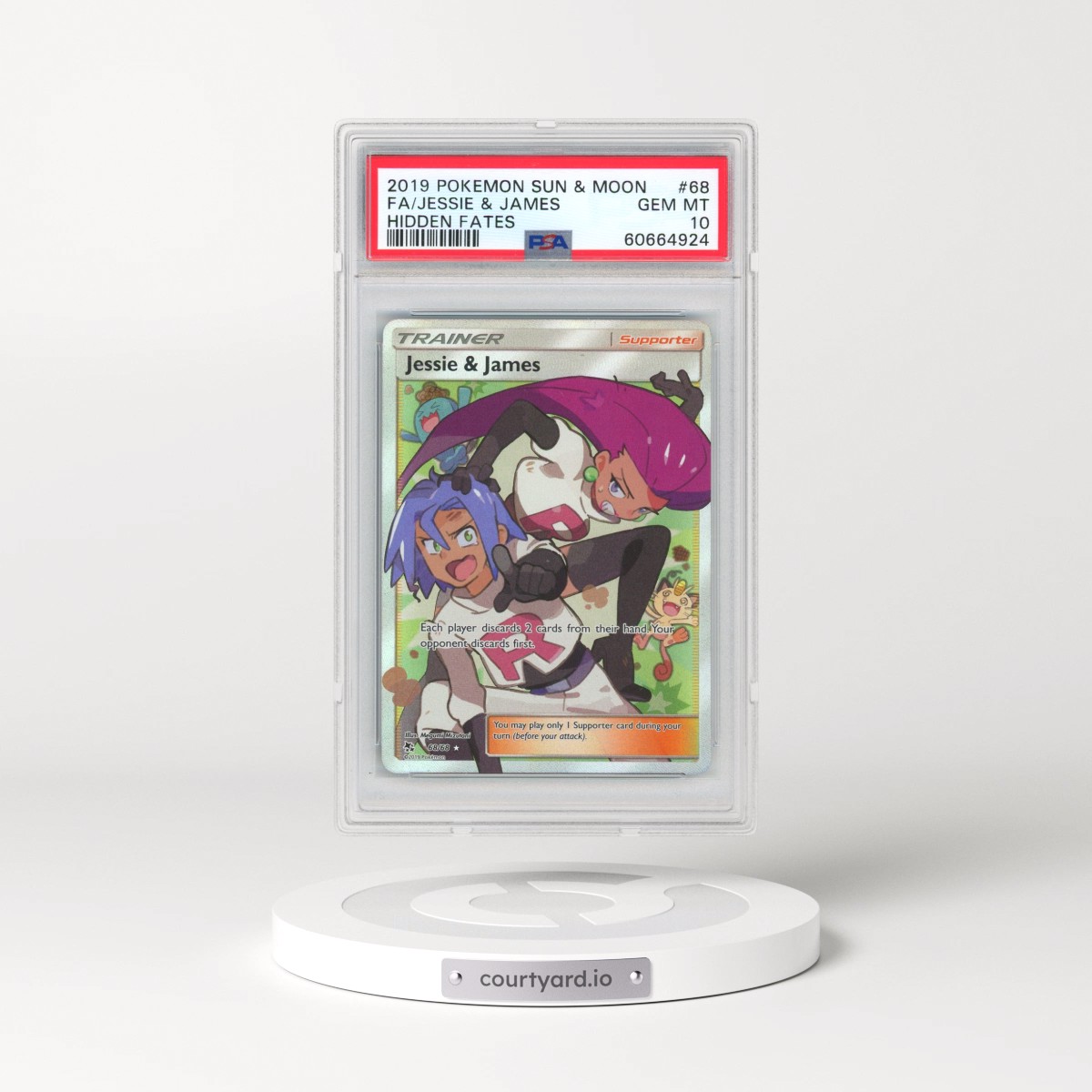 2019 Pokémon Sun & Moon Hidden Fates #68 Jessie & James - Full Art (PSA 10 GEM MINT)
