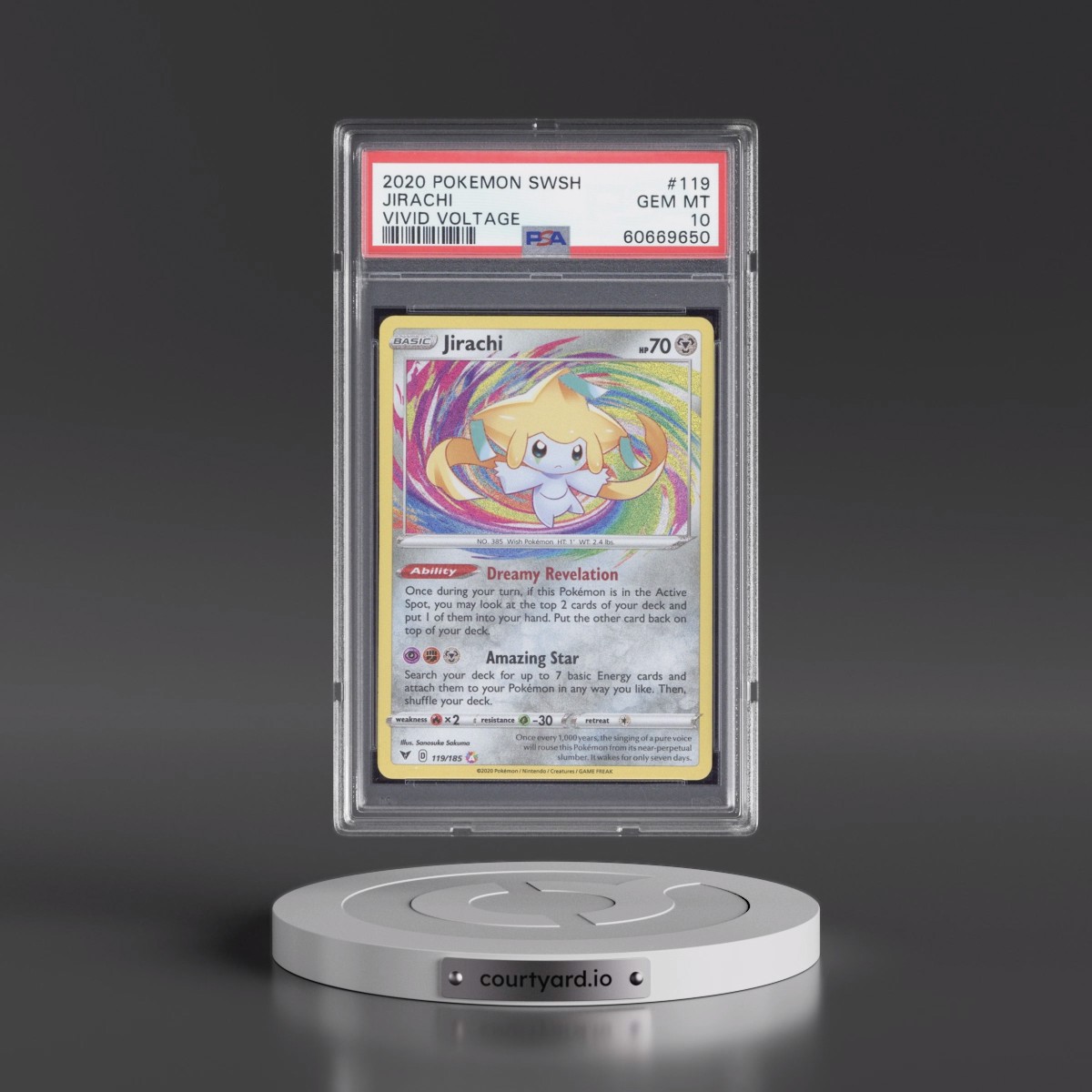 2020 Pokémon Sword & Shield Vivid Voltage #119 Jirachi (PSA 10 GEM MINT)
