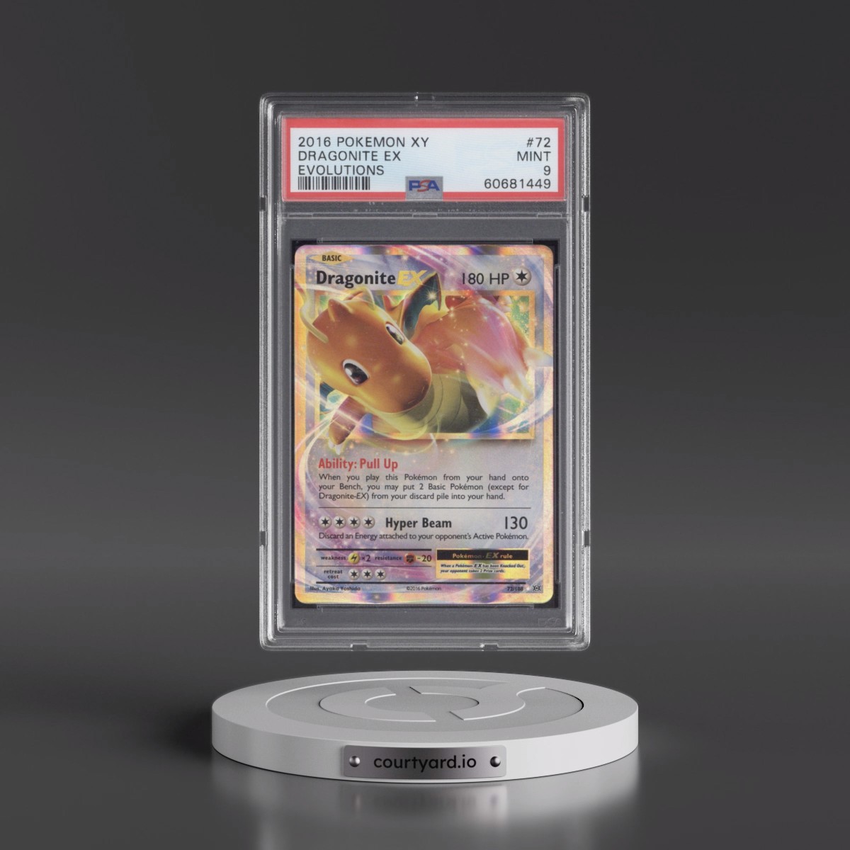 2016 Pokémon XY Evolutions #72 Dragonite EX - Holo (PSA 9 MINT)