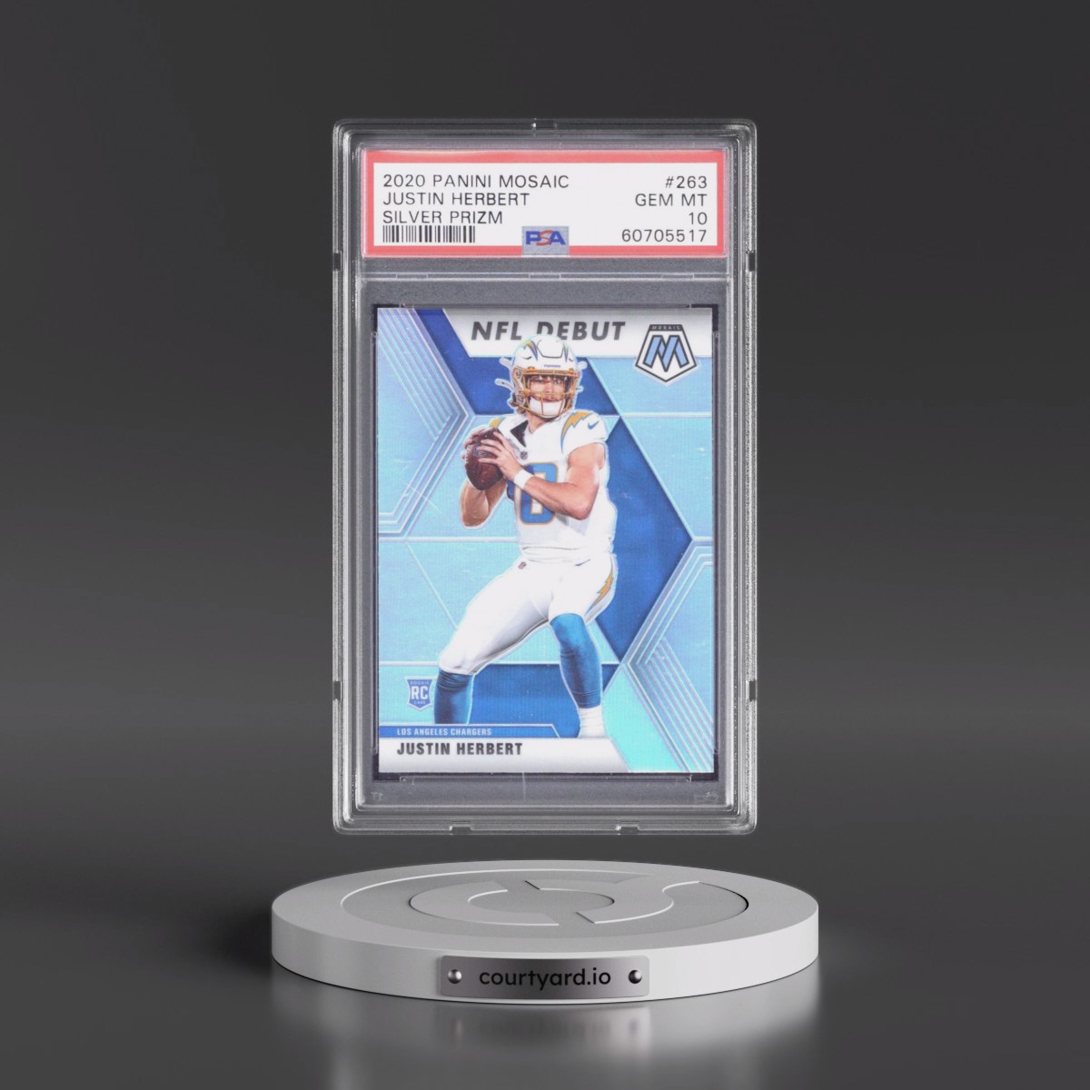 2020 Panini Mosaic #263 Justin Herbert - Silver Prizm (PSA 10 GEM MINT)