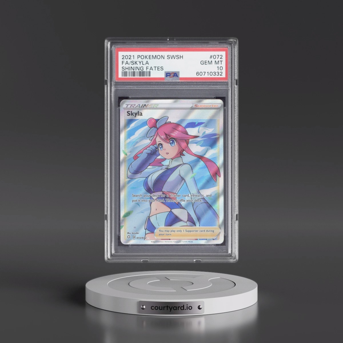 2021 Pokémon Sword & Shield Shining Fates #072 Skyla - Full Art (PSA 10 GEM MINT)