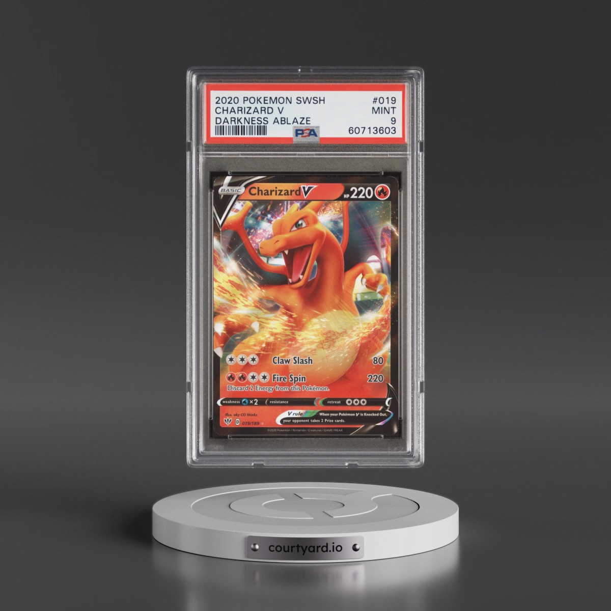 2020 Pokémon Sword & Shield Darkness Ablaze #019 Charizard V - Holo (PSA 9 MINT)