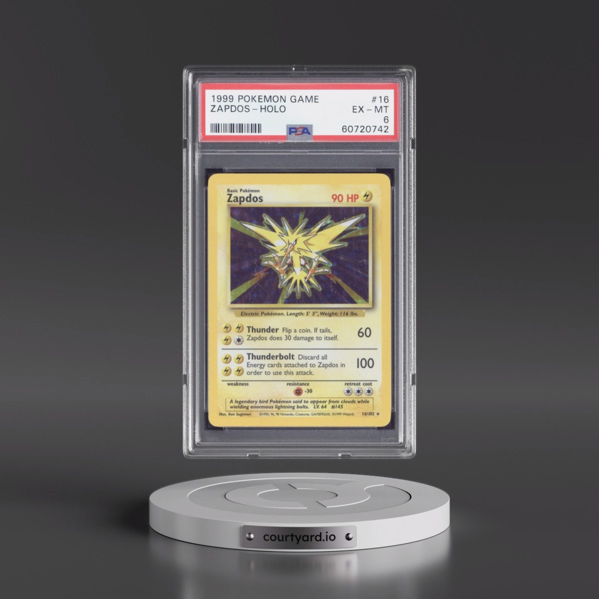 1999 Pokémon Game #16 Zapdos - Holo (PSA 6 EX-MT)