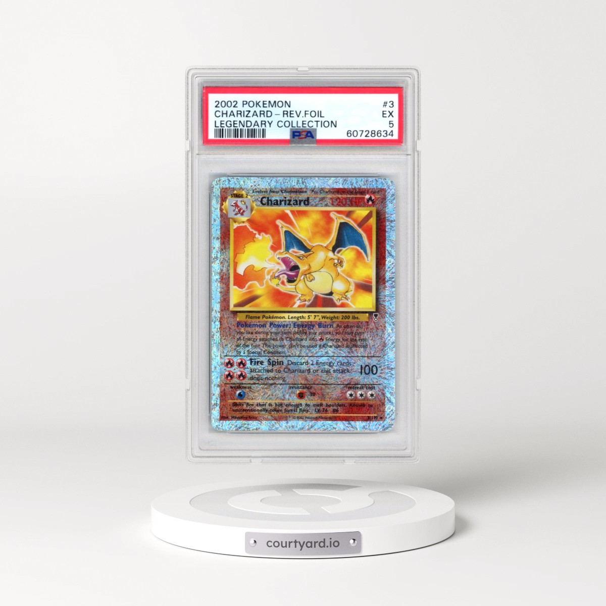 2002 Pokémon Legendary Collection #3 Charizard - Reverse Foil (PSA 5 EX)