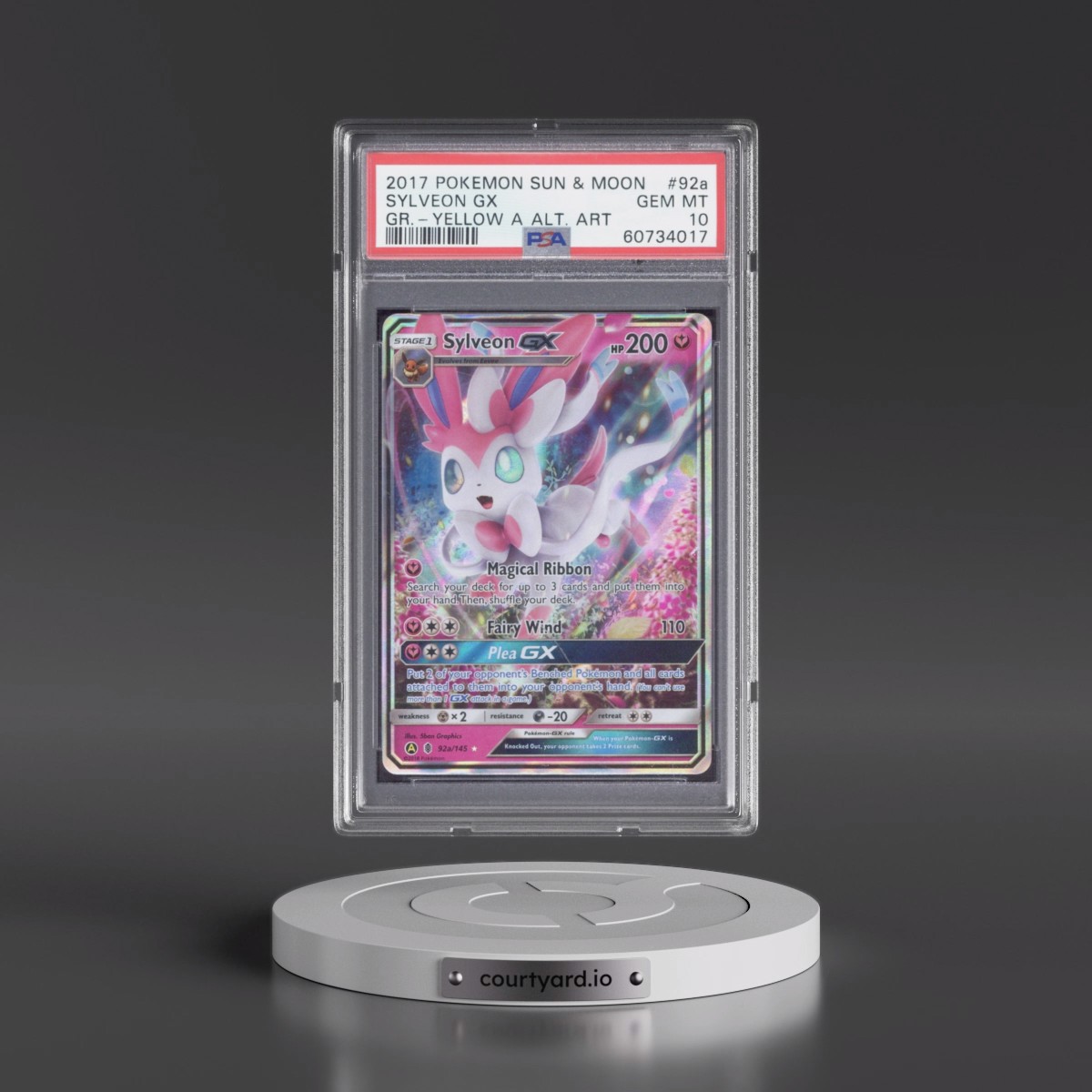2017 Pokémon Sun & Moon Guardians Rising #92a Sylveon GX - Holo Yellow A Alternate Art (PSA 10 GEM MINT)