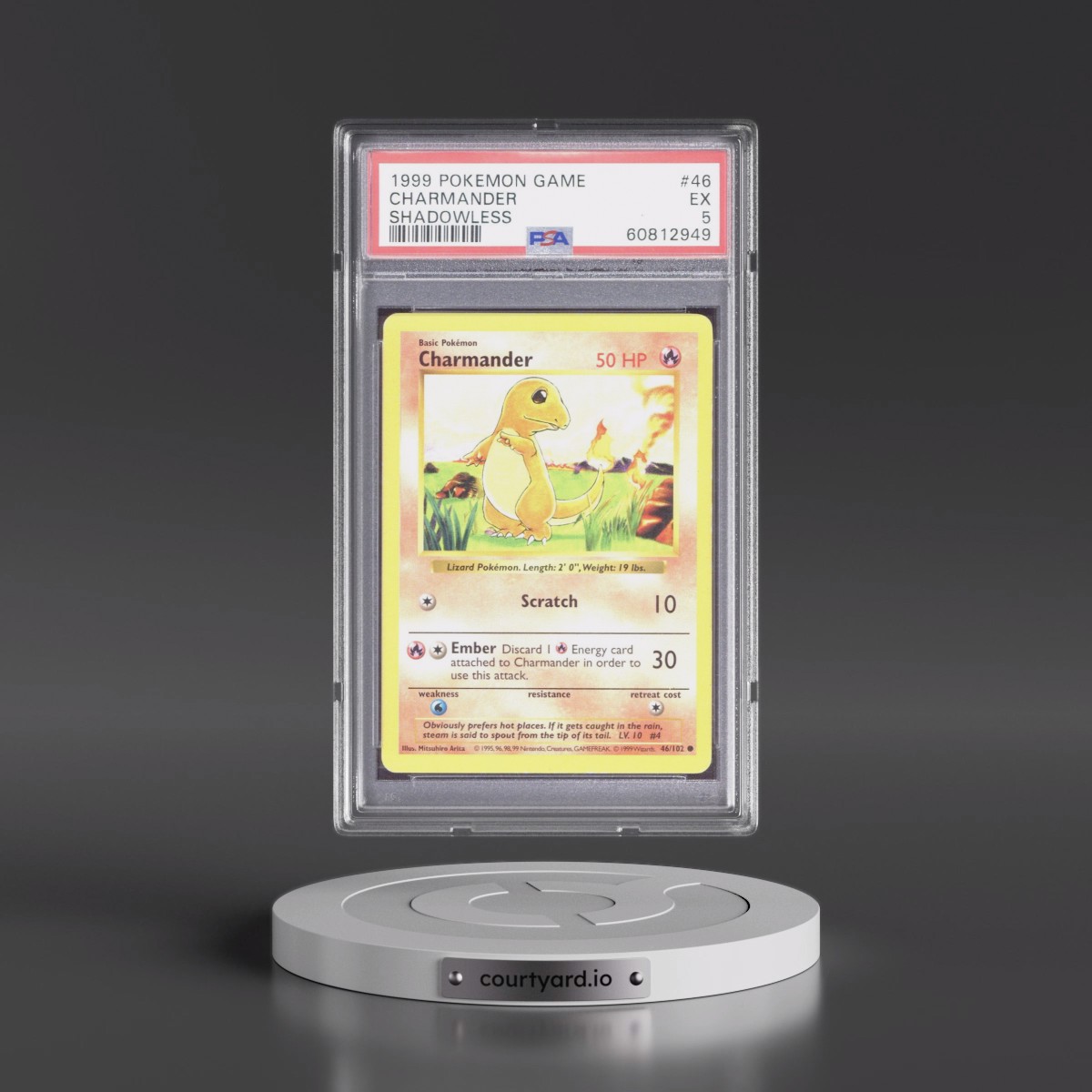 1999 Pokémon Game #46 Charmander - Shadowless (PSA 5 EX)