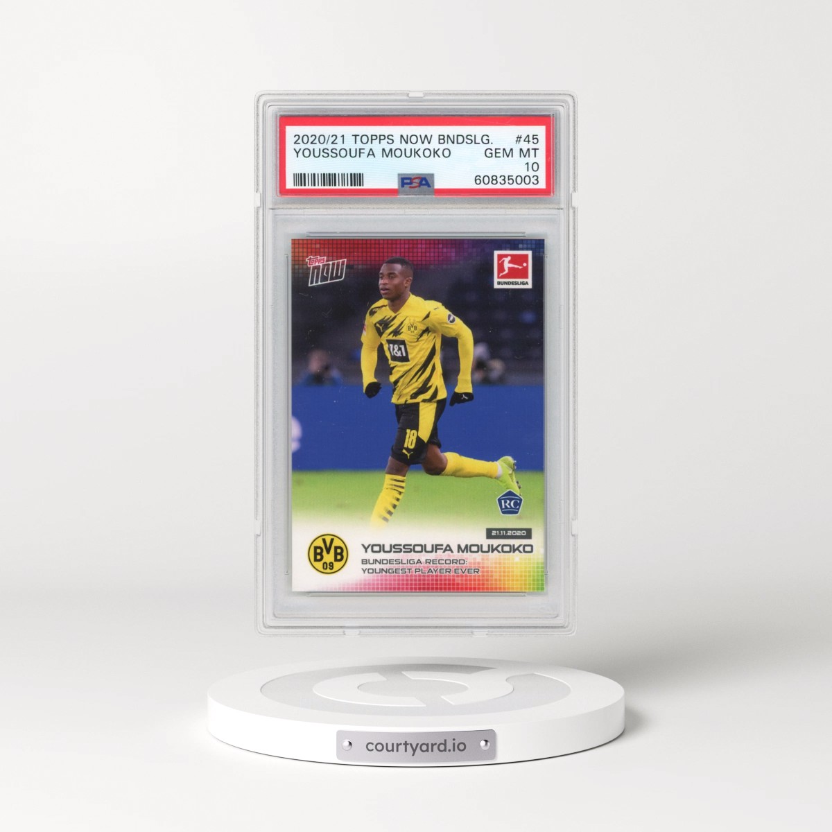 2020 Topps Now Bundesliga #45 Youssoufa Moukoko (PSA 10 GEM MINT)