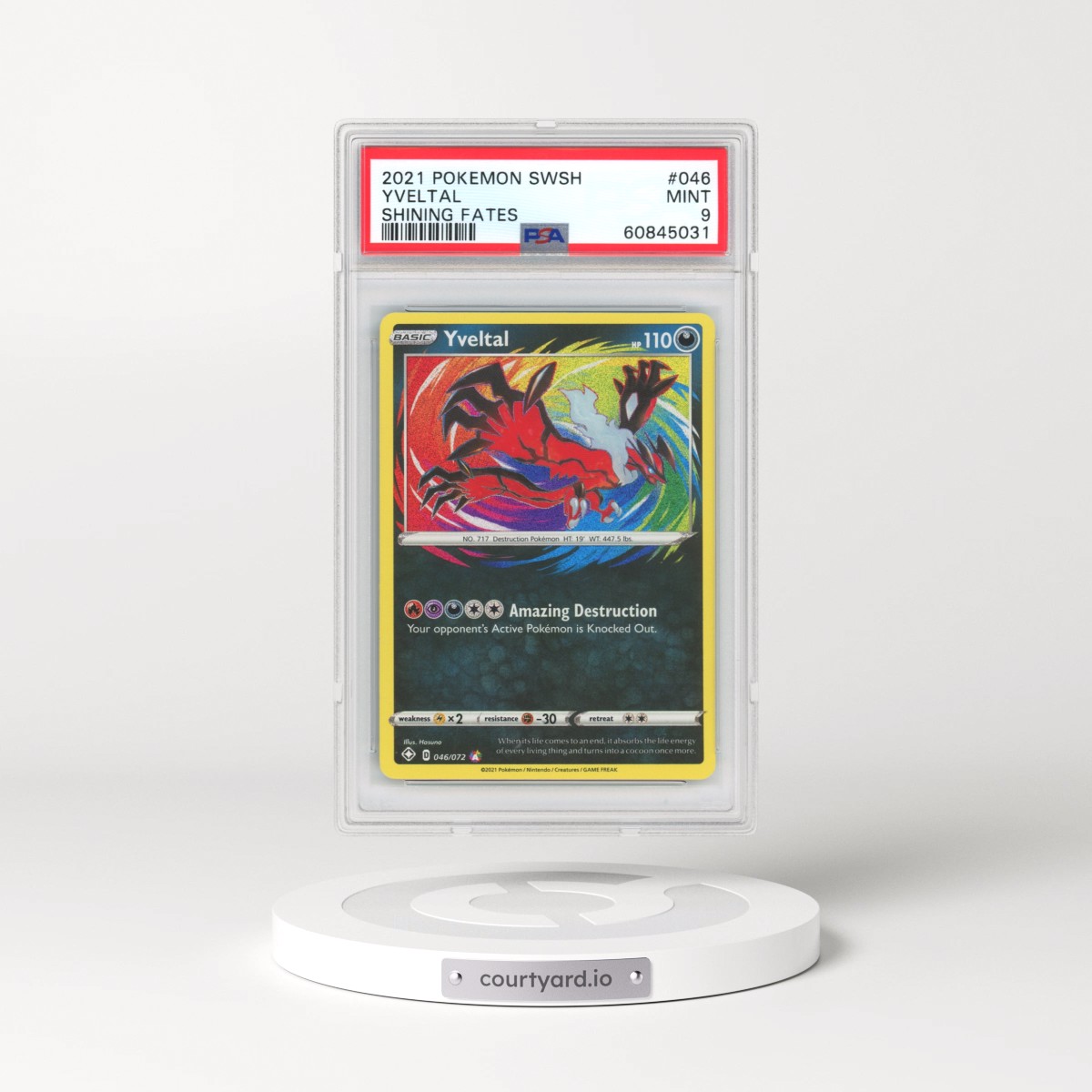 2021 Shining Fates #46 Yveltal - Holo (PSA 9 MINT)