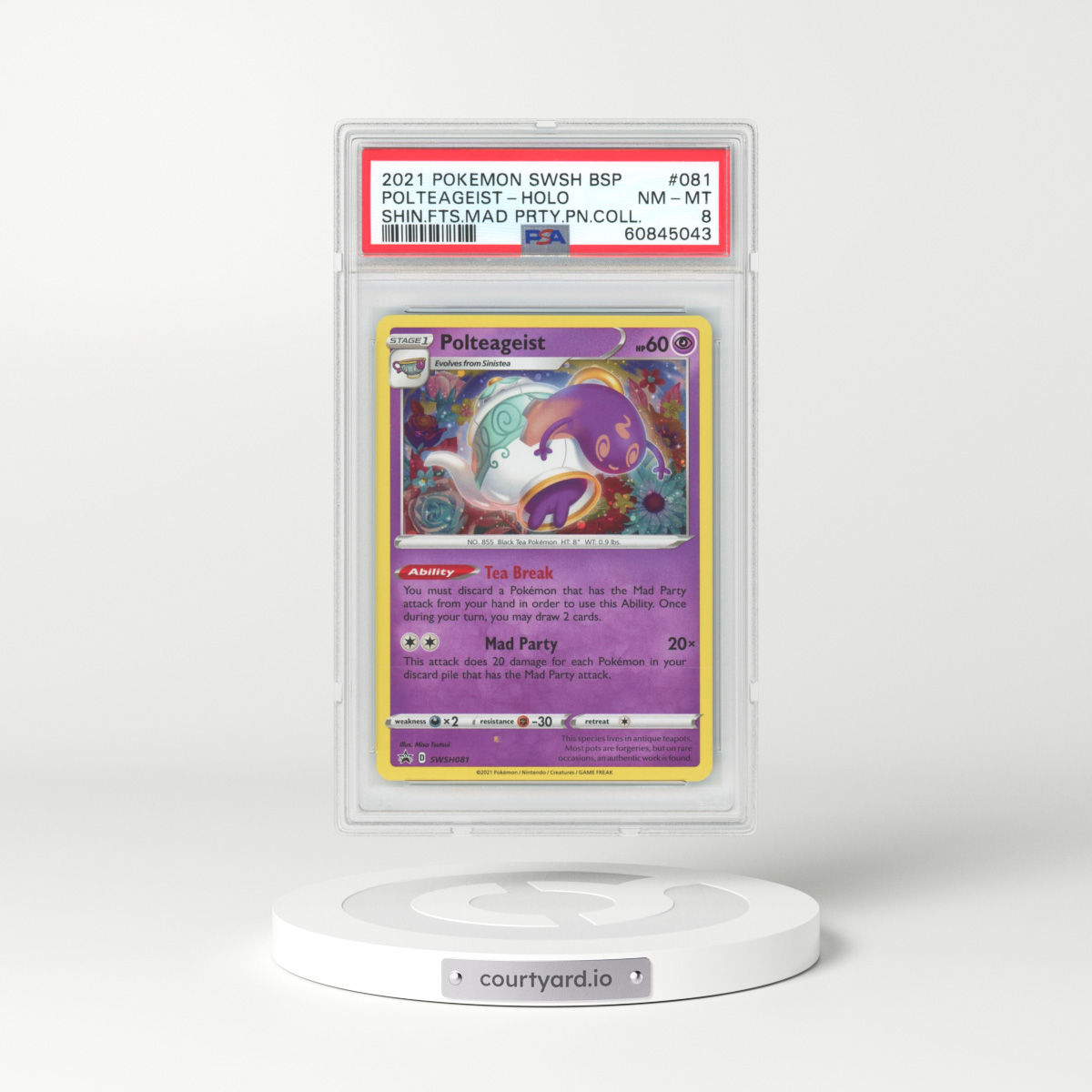 2021 Shining Fates #81 Polteageist - Holo Shining Fates Mad Party Pin Collection (PSA 8 NM-MT)