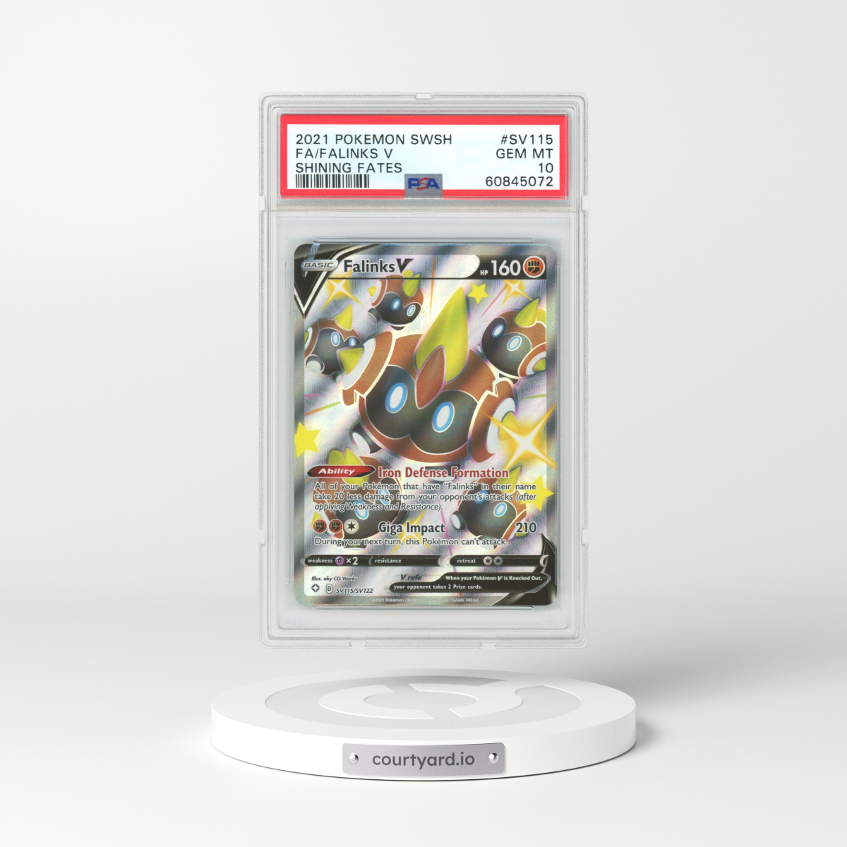 2021 Shining Fates #SV115 Falinks V - Full Art Holo (PSA 10 GEM MINT)