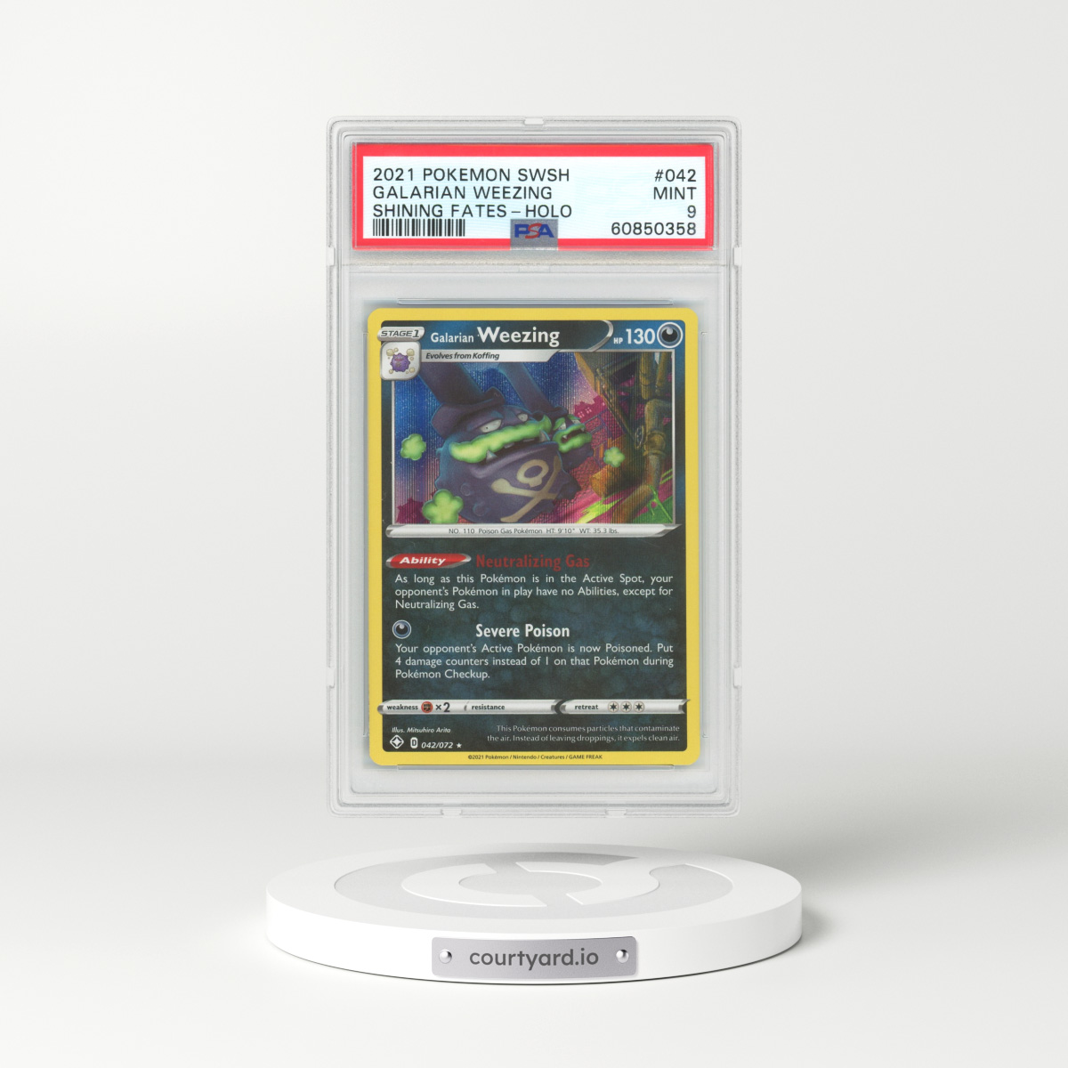 2021 Shining Fates #42 Galarian Weezing - Holo (PSA 9 MINT)