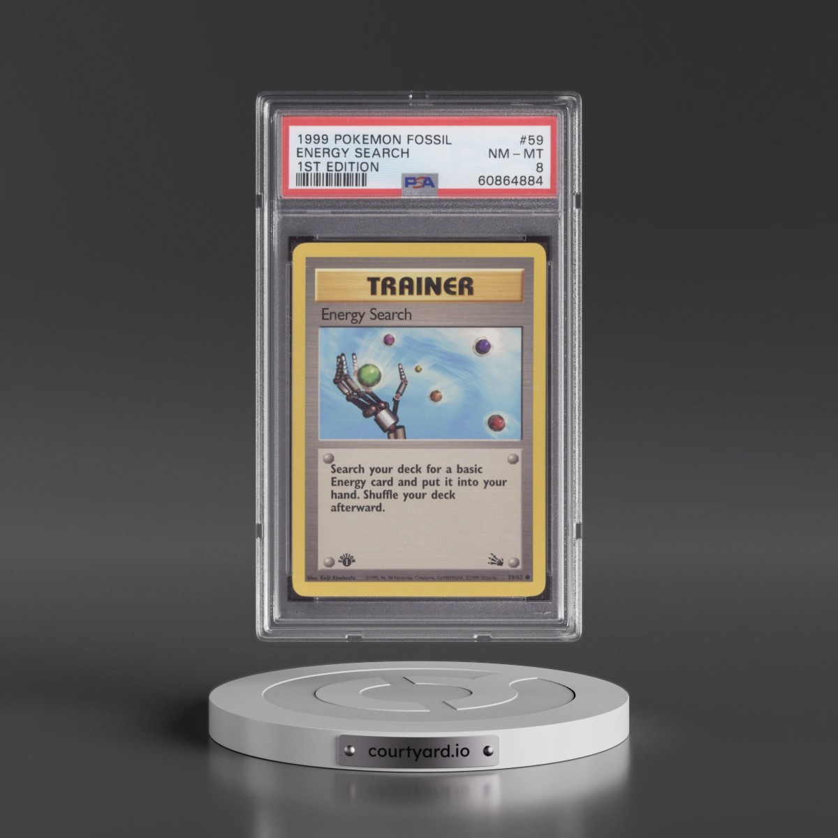 1999 Pokémon Fossil #59 Energy Search - 1st Edition (PSA 8 NM-MT)