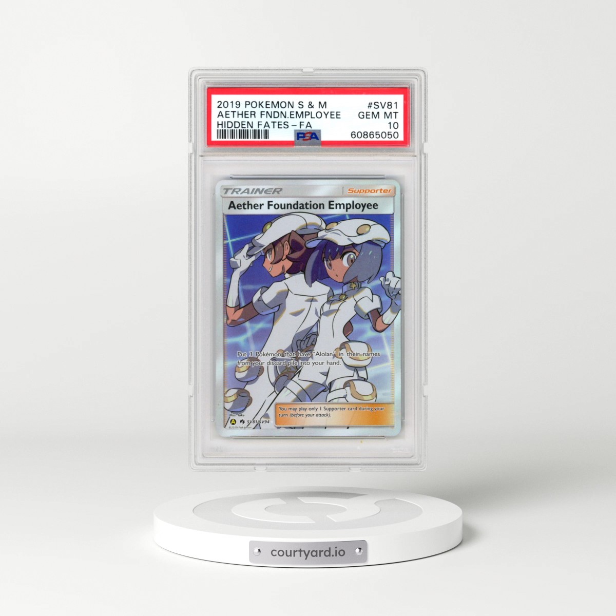 2019 Pokémon Sun & Moon Hidden Fates #SV81 Aether Foundation Employee - Full Art (PSA 10 GEM MINT)