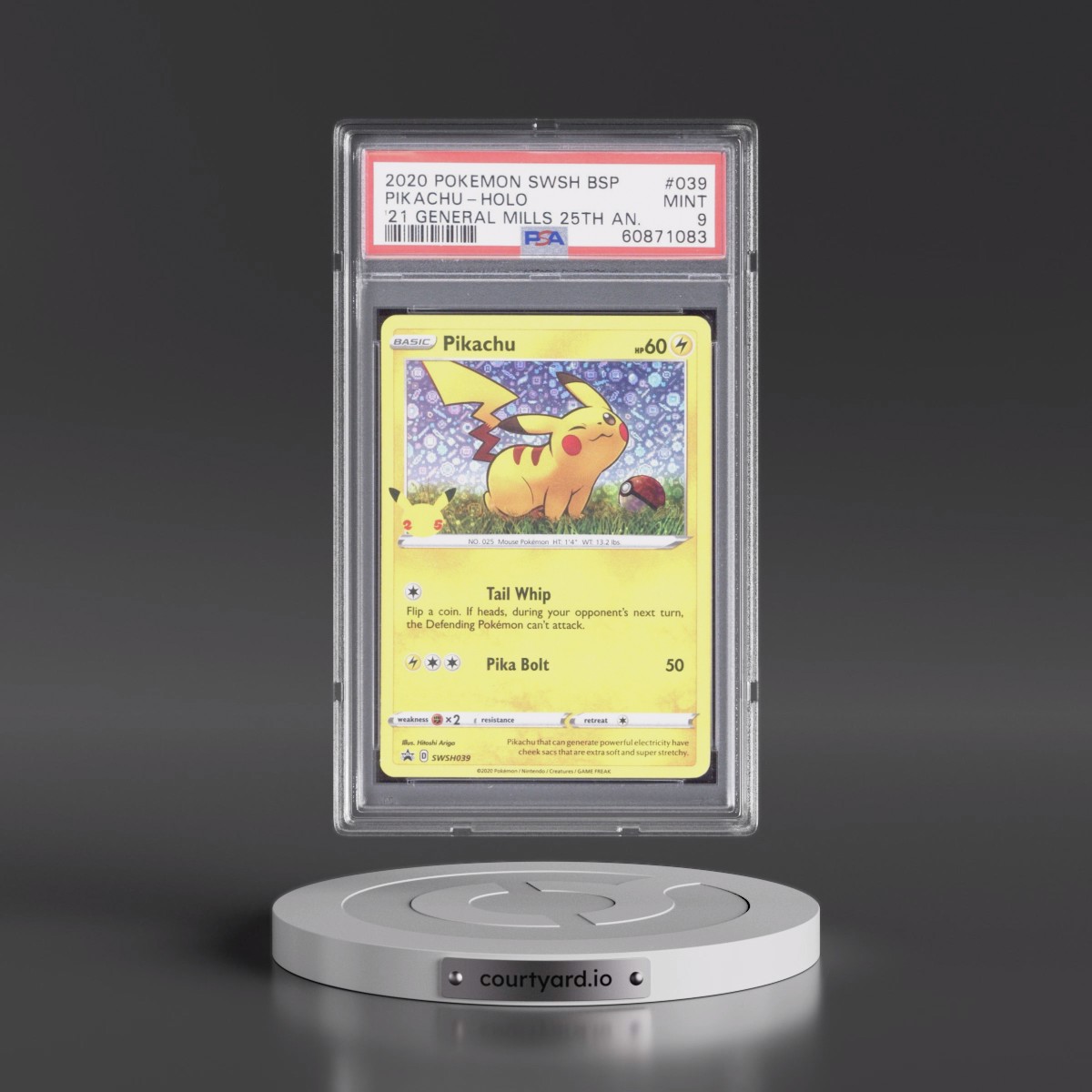 2020 Pokémon Swsh Black Star Promo #039 Pikachu - Holo 2021 General Mills 25th Anniversary (PSA 9 MINT)