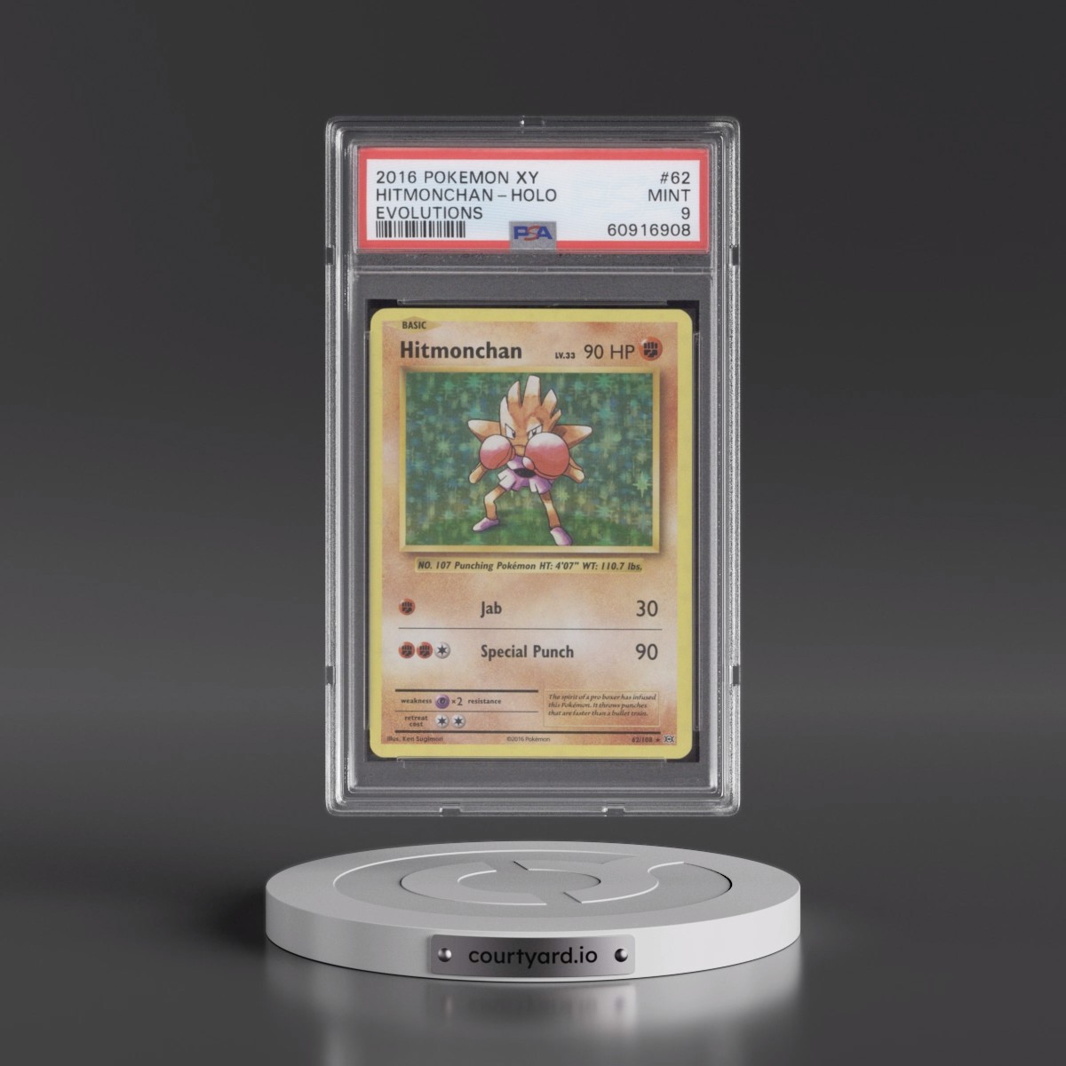 2016 Pokémon XY Evolutions #62 Hitmonchan - Holo (PSA 9 MINT)