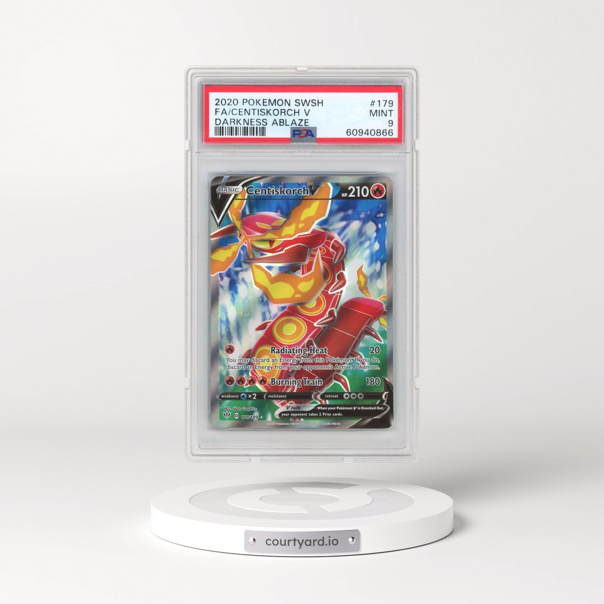 2020 Pokémon Sword & Shield Darkness Ablaze #179 Centiskorch V - Holo Full Art (PSA 9 MINT)