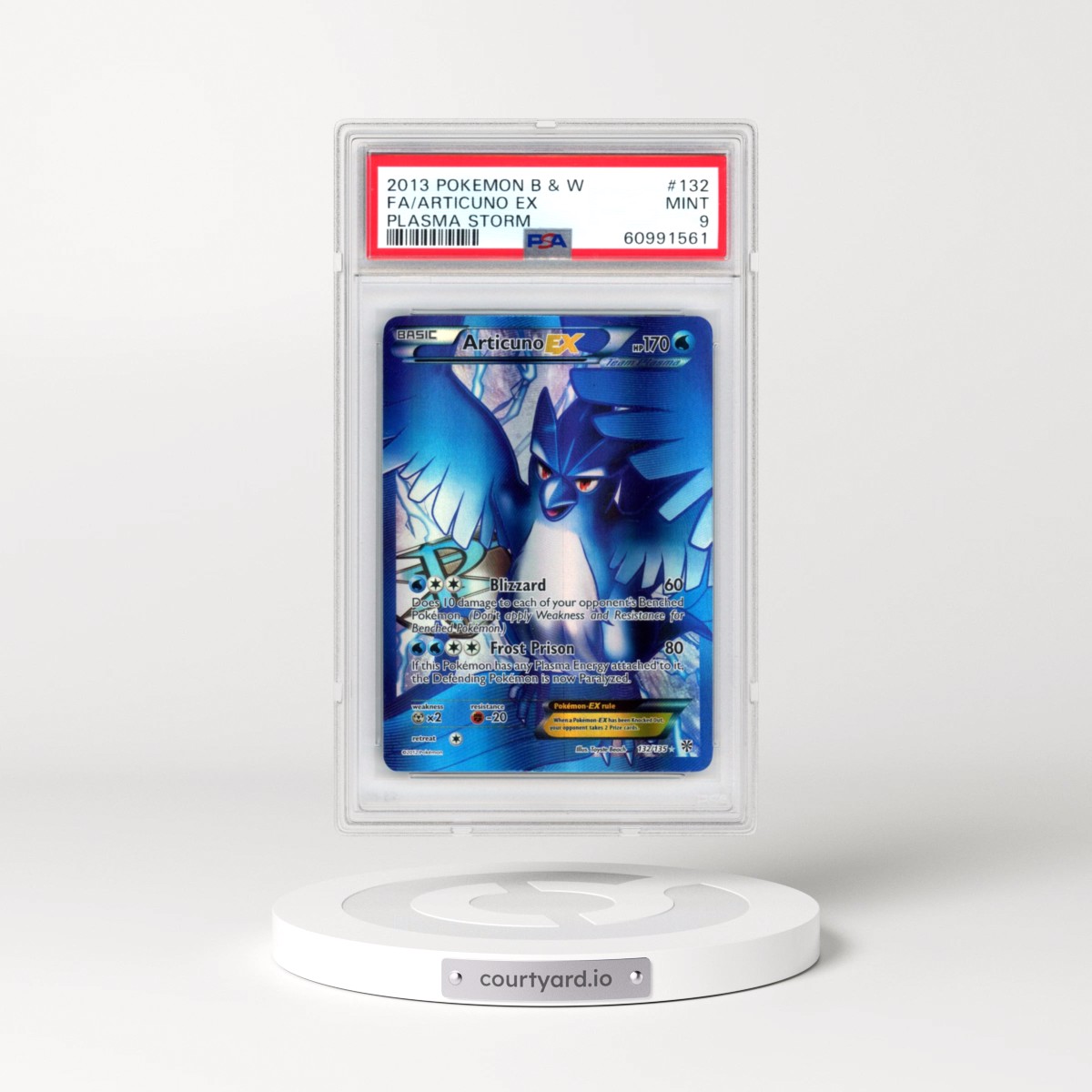 2013 Pokémon Black & White Plasma Storm #132 Articuno EX - Holo Full Art (PSA 9 MINT)