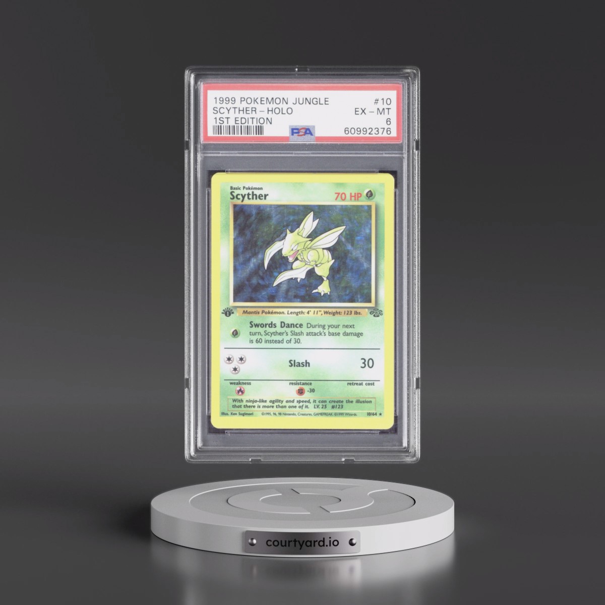 1999 Pokémon Jungle #10 Scyther - 1st Edition Holo (PSA 6 EX-MT)