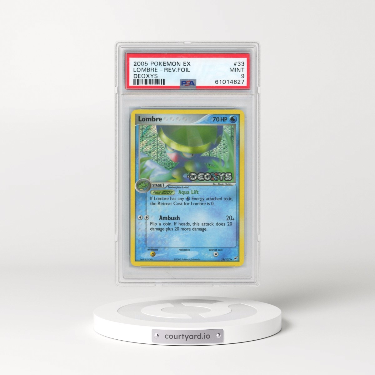 2005 Pokémon EX Deoxys #33 Lombre - Reverse Foil (PSA 9 MINT)