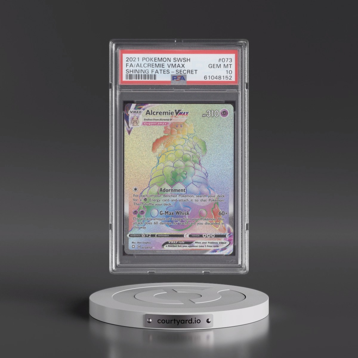 2021 Pokémon Sword & Shield Shining Fates #073 Alcremie Vmax - Full Art Secret (PSA 10 GEM MINT)
