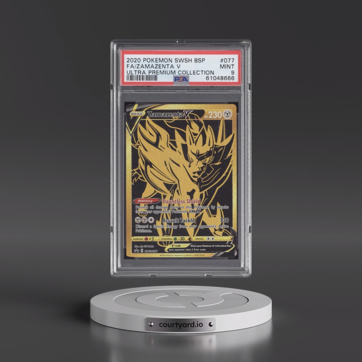 2020 Pokémon Swsh Black Star Promo #077 Zamazenta V - Holo Full Art Ultra Premium Collection (PSA 9 MINT)