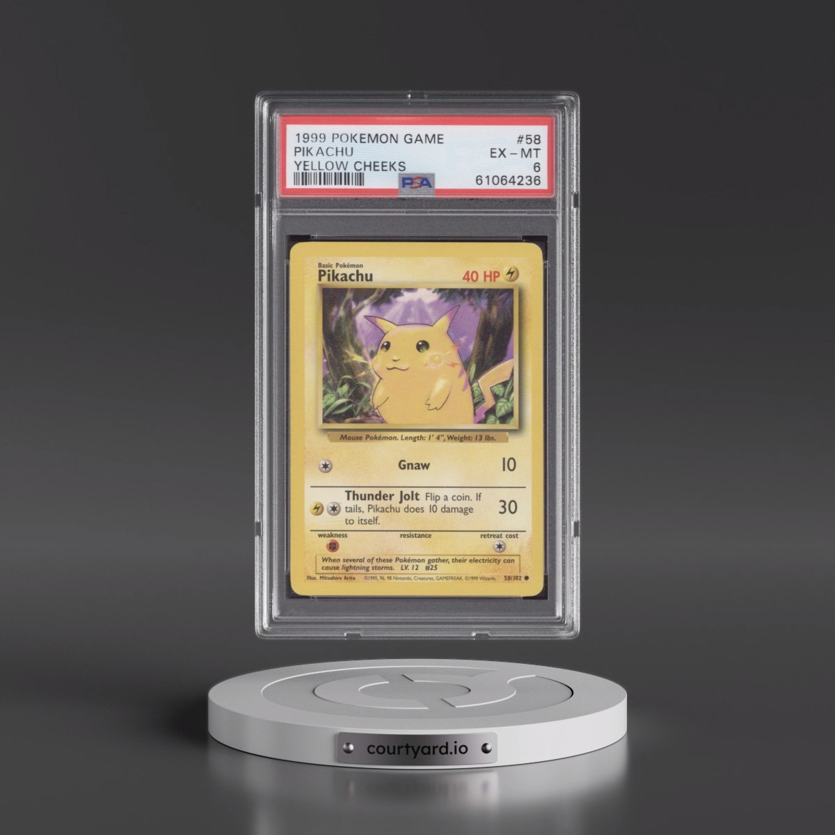 1999 Pokémon Game #58 Pikachu - Yellow Cheeks (PSA 6 EX-MT)