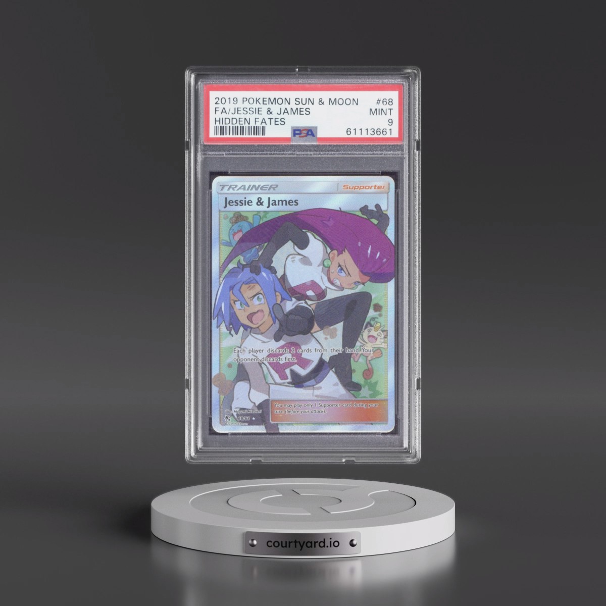 2019 Pokémon Sun & Moon Hidden Fates #68 Jessie & James - Full Art (PSA 9 MINT)