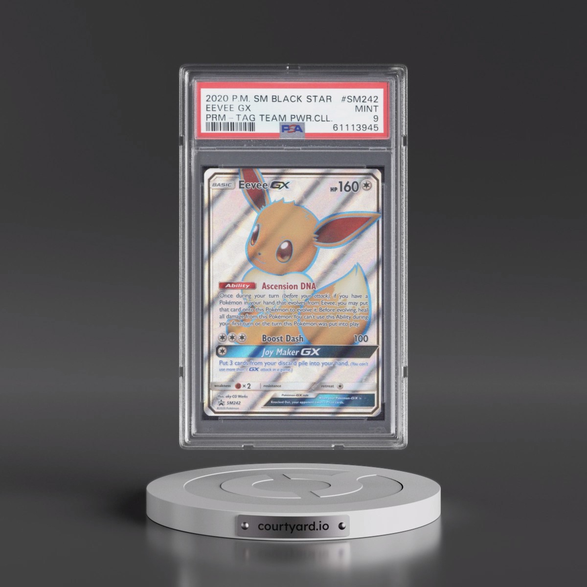 2020 Pokémon SM Black Star Promo #SM242 Eevee GX - Holo Tag Team Powers Collection (PSA 9 MINT)