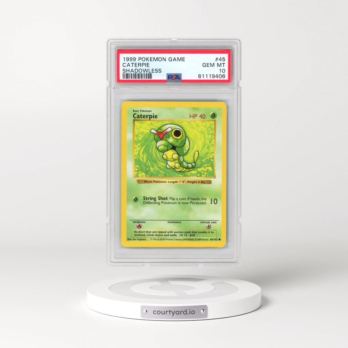 1999 Pokémon Game #45 Caterpie - Shadowless (PSA 10 GEM MINT)