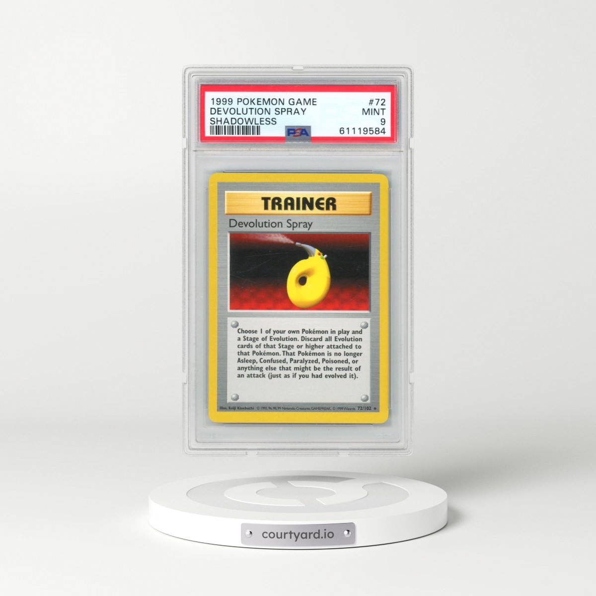 1999 Pokémon Game #72 Devolution Spray - Shadowless (PSA 9 MINT)