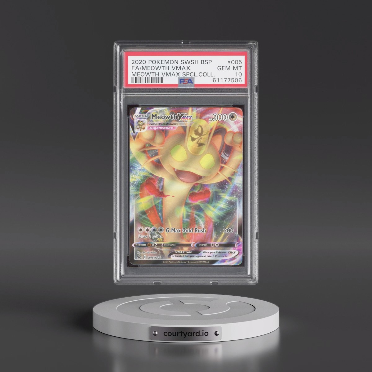 2020 Pokémon Swsh Black Star Promo #005 Meowth Vmax - Full Art Meowth Vmax Special Collection (PSA 10 GEM MINT)