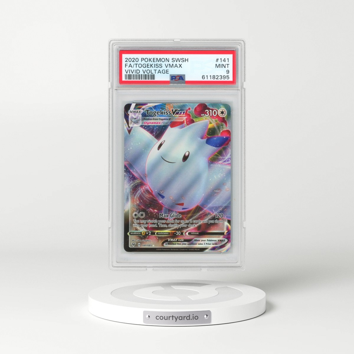 2020 Pokémon Sword & Shield Vivid Voltage #141 Togekiss Vmax - Full Art (PSA 9 MINT)