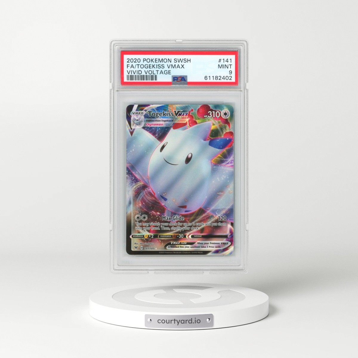 2020 Pokémon Sword & Shield Vivid Voltage #141 Togekiss Vmax - Full Art (PSA 9 MINT)