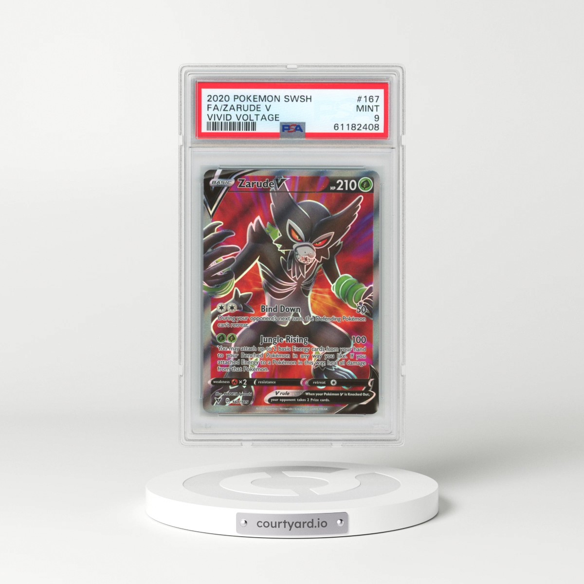2020 Pokémon Sword & Shield Vivid Voltage #167 Zarude V - Holo Full Art (PSA 9 MINT)