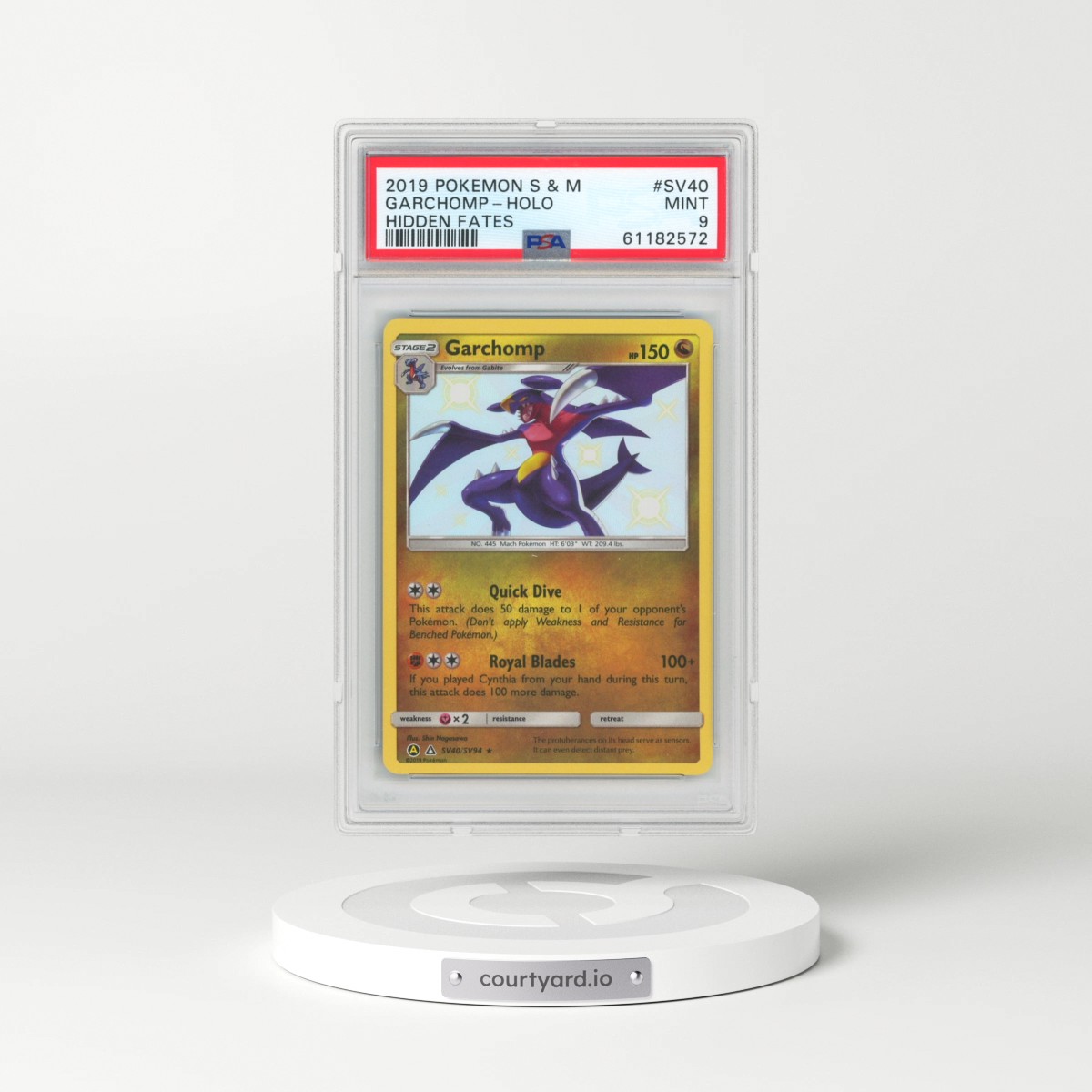 2019 Pokémon Sun & Moon Hidden Fates #SV40 Garchomp - Holo (PSA 9 MINT)