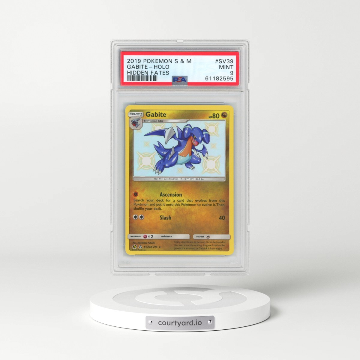 2019 Pokémon Sun & Moon Hidden Fates #SV39 Gabite - Holo (PSA 9 MINT)
