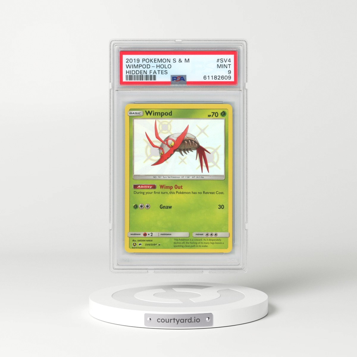 2019 Pokémon Sun & Moon Hidden Fates #SV4 Wimpod - Holo (PSA 9 MINT)